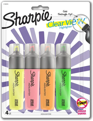 Sharpie Clear View - Resaltadores, punta de cincel, colores surtidos, 4 unidades