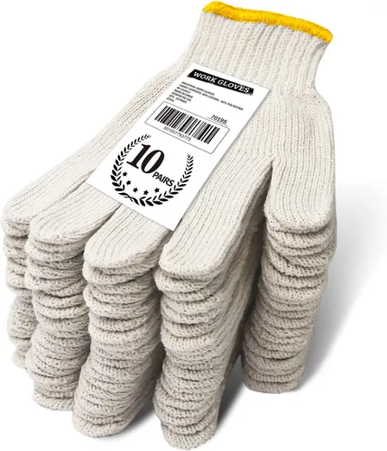 Evridwear Guantes de Trabajo de Algodón de Punto de Hilo de Trabajo Ligero Forro de Guantes para Barbacoa para Cocinar al Aire Libre, Pintura,