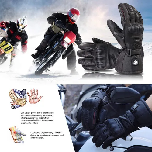 Miniatura 6 de DAY WOLF Calentados para Hombres y Mujeres, Guantes de Motocicleta con Calefacción con Batería Recargable de 7.4V 2200MAH Impermeables Resistentes
