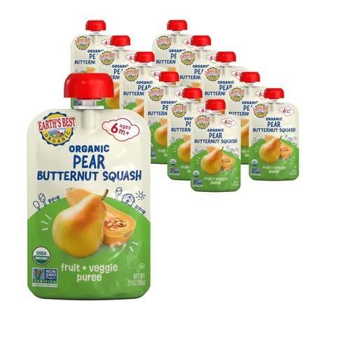 Miniatura 24 de Earth's Best Bolsas orgánicas de alimentos para bebés, puré de frutas y granos para bebés de 6 meses en adelante, puré de manzana orgánica