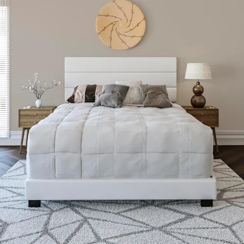 Miniatura 14 de Boyd Sleep Napoli - Marco de cama plataforma de cuero vegano gris tamaño King totalmente tapizado con cabecero ajustable - Se requiere somier