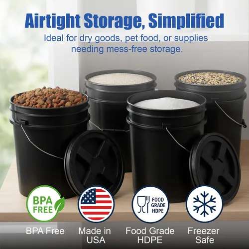 Miniatura 2 de ePackageSupply Premium Balde de plástico de grado alimenticio de 5 galones con tapa Gamma Seal Hecho en EE. UU. Libre de BPA 90 Mil resistente