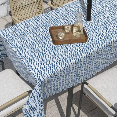 Miniatura 11 de Mantel redondo para exteriores e interiores con cremallera de agujero para paraguas, funda decorativa para mesa circular para jardín del hogar, 60
