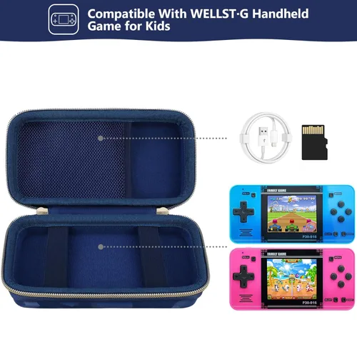 Miniatura 2 de Supmay Funda de transporte compatible con WELLST·G Consola de juegos portátil para niños - 220 videojuegos retro precargados, funda de Cubo azul