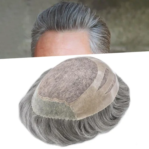 Miniatura 10 de LYRICAL HAIR Sistema de cabello humano Toupee de repuesto para hombre, monofilamento para hombre, postizo de polietileno PU, unidad de cabello