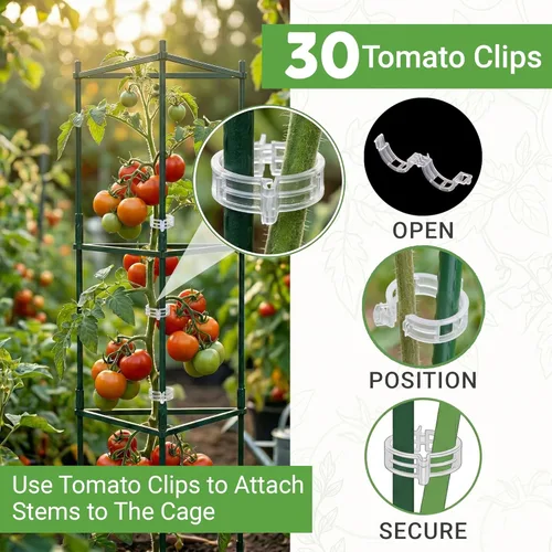 Miniatura 4 de Jaula de tomate – Estacas grandes de enrejado y estructuras de soporte para plantas para verduras y plantas trepadoras – Jaulas altas para tomate