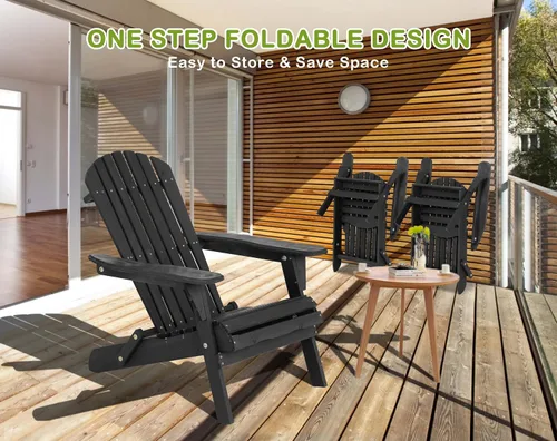 Miniatura 5 de Silla Adirondack plegable, sillas Adirondack para todo tipo de clima, sillas de césped, sillas de patio al aire libre con reposabrazos ancho, juego