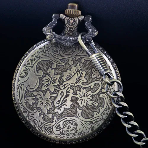 Miniatura 6 de Tiong Reloj de bolsillo con diseño clásico de números arábigos de cuarzo con cadena, regalos de cumpleaños