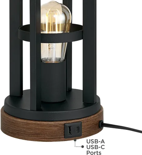 Miniatura 5 de Franklin Iron Works Lucas - Juego de 2 lámparas de mesa occidentales de 26 pulgadas de alto con puerto de carga USB y luz nocturna, pantalla LED
