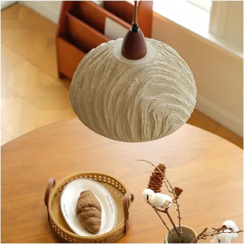 Miniatura 6 de Creative Round Microcement Hanging Lights Retro Industrial Pendant Light Wood Concrete Lamparas Chandelier Indoor Lighting
