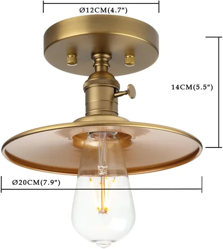 Miniatura 7 de Phansthy Lámpara colgante de techo E26 vintage con pantalla de metal colgante semiempotrada, lámpara colgante industrial Edison para cocina