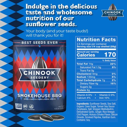 Miniatura 2 de Chinook Seedery Smokehouse BBQ Flavor 4 oz (paquete de 12) y muestra de 4 onzas (paquete de 6) Combo – Semillas de girasol jumbo tostadas – Snacks