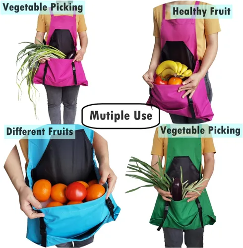 Miniatura 4 de Taoke Delantal de jardinería Oxford impermeable con bolsillos, con correa ajustable y bolsillo para cosecha, regalo para mujeres/hombres Rosa Rojo