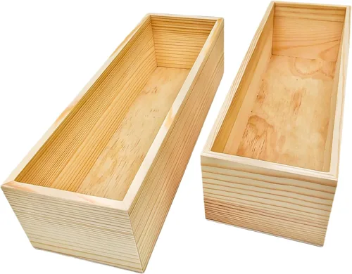 Miniatura 9 de Anktily Paquete de 4 Cajas Organizadoras de Almacenamiento de Manualidades de Madera Sin Terminar, Caja de Madera Rectangular de 6 x 4 x 2.4