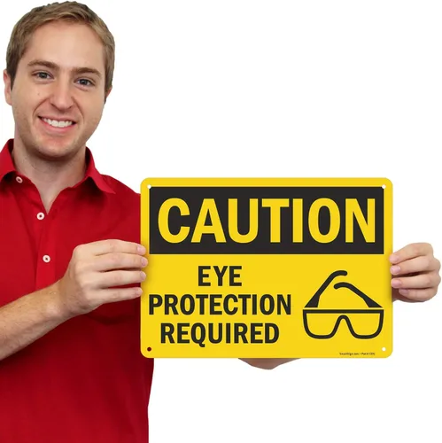 Miniatura 2 de SmartSign - U9-1533-NP_10x14 "Precaución - Se requiere protección ocular" Plástico negro sobre amarillo de 10 x 14 pulgadas