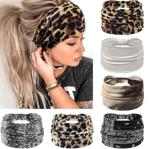 Awumbuk Diademas anchas para mujeres anudadas antideslizantes bandas para la cabeza suaves diadema turbante accesorios para el cabello boho africano