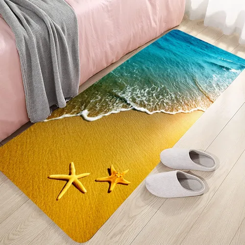 Miniatura 24 de LYFANS Alfombras de baño de espuma de esponja absorbente suave para baño y cocina (47 x 18 pulgadas), tapete de franela antideslizante brillante