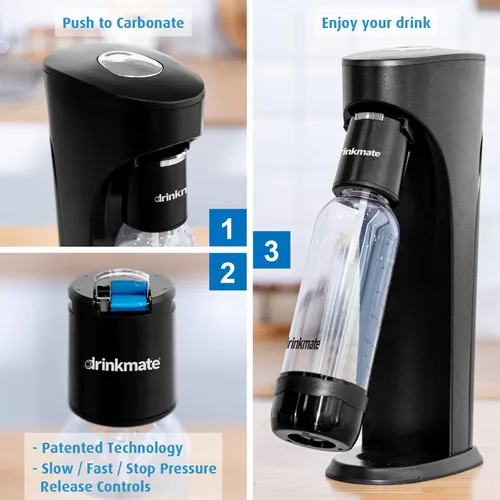 Miniatura 3 de Máquina para hacer agua con gas DrinkMate, con cilindro de 3 oz, Rojo Royal Red