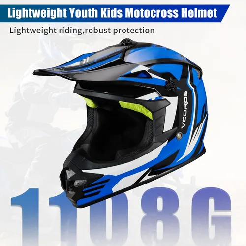 Miniatura 7 de VCOROS - Casco de bicicleta de tierra para niños, casco de motocicleta para jóvenes, RY001 - Casco de cara completa para niños para ATV BMX UTV