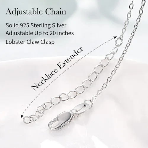 Miniatura 5 de PRAYMOS - Collar de plata de ley 925 con dije de cruz lateral, para mujer, ópalo sintético, cadena de 18 pulgadas y extensor ajustable de 2 pulgadas