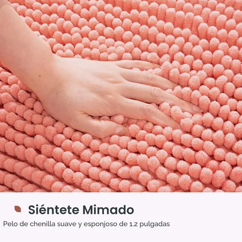 Miniatura 3 de FRESHMINT - Alfombra de baño de chenilla, 24"x17", tapete antideslizante para suelo de baño y bañera, alfombras de baño lavables suaves de Coral