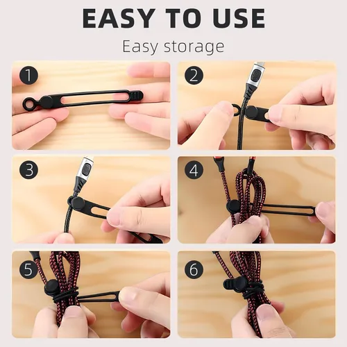 Miniatura 6 de Organizador de cables de datos, organizador de bridas de cables de silicona elástica, organizador reutilizable para agrupar y fijar auriculares