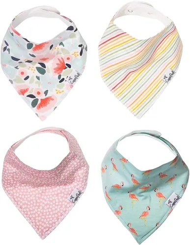 Miniatura 13 de Copper Pearl Baby Bibs 4 Pack, Printed Bandana Drool Bibs for Baby Girl & Boy, Soft Cotton Drooling Teething Bibs Claire