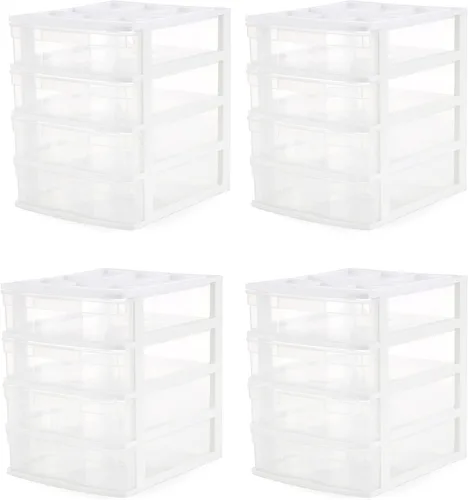 Gracious Living Organizador de escritorio y encimera de 4 cajones con tapa de organización para almacenamiento de manualidades, suministros de
