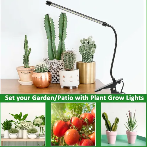 Miniatura 6 de Sunny Power Luces de cultivo con clip para plantas de interior de espectro completo, luz LED de 6000 K para cultivo en interiores con temporizador