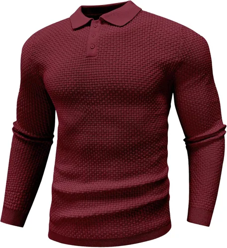 Miniatura 4 de Zaitun Polo de punto de manga larga para hombre, suéter ligero casual con cuello