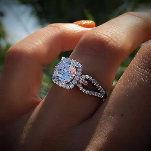 Miniatura 3 de Anillo de moda para mujer, anillos de boda, bonitos anillos de lujo para mujer, circonita cúbica, anillo cuadrado con incrustaciones de dedo
