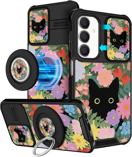 Miniatura 22 de Funermei Funda para teléfono Samsung Galaxy A15 5G - [2 en 1] Funda para teléfono de mujeres lindas chicas, diseño femenino de mariposa negra