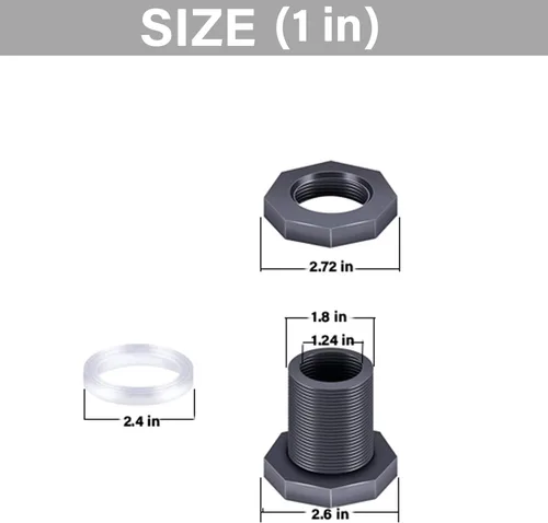 Miniatura 2 de 2 piezas de montaje de mamparo de PVC de 1 pulgada/1.5 pulgadas, conector de tubo de plástico para barril de lluvia, acuario, mamparo, mamparo