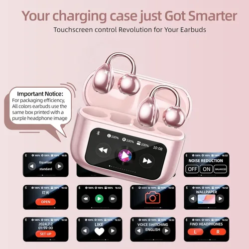 Miniatura 2 de Auriculares abiertos, auriculares inalámbricos con clip Bluetooth 6.0 con funda para pantalla táctil, ligeros de 0.11 oz, auriculares de conducción