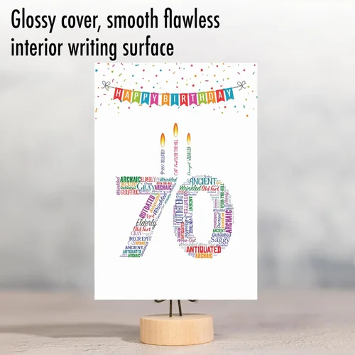 Miniatura 3 de NobleWorks - Tarjeta de 70 cumpleaños divertida - Tarjeta de notas de humor de 70 años, celebración de cumpleaños de hitos - Word Cloud 70 C9416MBG