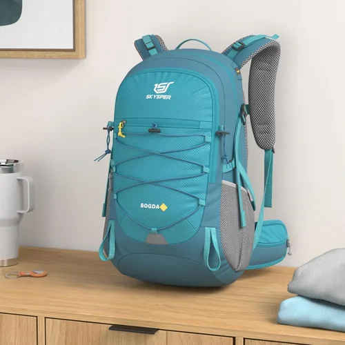 Miniatura 2 de SKYSPER Mochila de senderismo para hombres y mujeres, mochila de viaje ligera de 35 L, mochila de campamento al aire libre con múltiples Verde