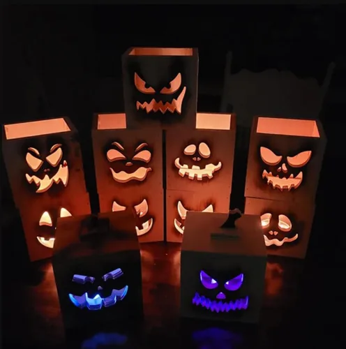 Miniatura 7 de Plantillas de cara de calabaza de 6 pulgadas, plantillas de Halloween, plantilla reutilizable para tallar calabaza para pintar en ventana de papel