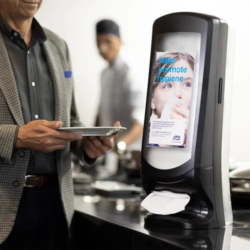 Miniatura 2 de Tork Xpressnap® - Dispensador de servilletas con soporte, color negro, N4, diseño vertical, gama Signature, 24.5" x 9.25" x 9.25", 6332000