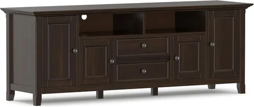Miniatura 18 de SIMPLIHOME Amherst - Soporte de TV de transición de madera maciza de 72 pulgadas de ancho, estilo rústico marrón envejecido, para televisores