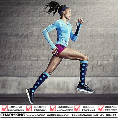 Miniatura 2 de CHARMKING - Calcetines de compresión para mujeres y hombres 6 pares 15-20 MMHG ideales para hacer deporte correr para viajes en avión otorgan