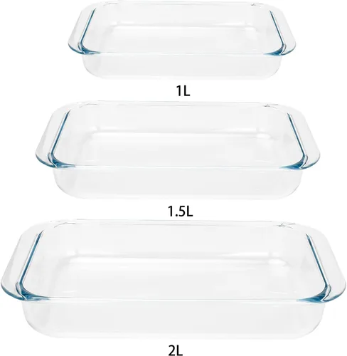 Miniatura 3 de Platos oblongos de vidrio templado de 1.5 cuartos de galón, juego de 2