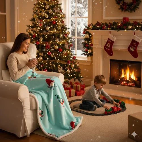 Miniatura 2 de Catalonia - Manta de elfo de Navidad Sherpa, cobijas temáticas de Navidad, manta de sofá de felpa mullida, súper suave, cómoda, acogedora, Elfo