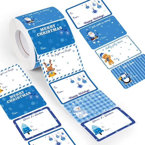 Zonon 720 etiquetas autoadhesivas de papel kraft de Navidad, etiquetas y calcomanías de papel kraft natural para decoración