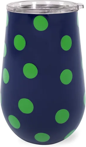 Miniatura 7 de kate spade new york Vaso de vino aislado de acero inoxidable, vaso de doble pared de 16 onzas, taza de viaje sin tallo con tapa (raya diosa)