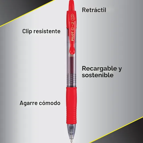 Miniatura 5 de Pilot G2 Bolígrafos de gel premium con punta rodante, punta gruesa de 1 mm, bolígrafos rojos, paquete de 12 - Ideal para la escuela, escritura