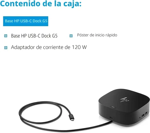 Miniatura 5 de HP USB-C Essential Dock G5 – Estación de acoplamiento multipuerto con USB-C, HDMI, DisplayPort, Ethernet Incluye base Dockztorm