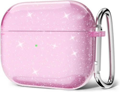 Miniatura 47 de Svanove Funda para Airpods Transparente con Purpurina, Funda Brillante y Bonita para Airpods de 1ª y 2ª Generación con Llavero, Carcasa Rígida
