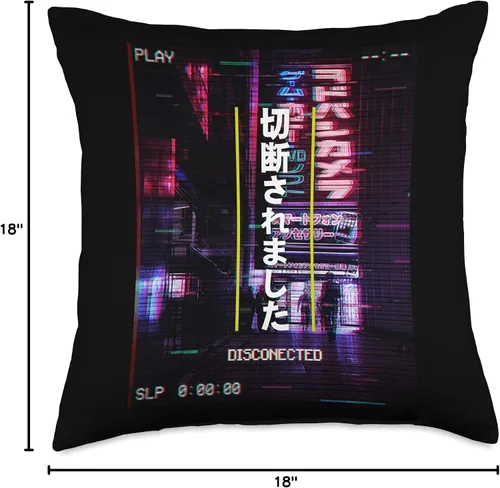 Miniatura 4 de Japanese Vaporwave 80's 90's Aesthetic Clothes Disconnected Night Tokyo Japan in Vaporwave Cyberpunk Glitch - Almohada de 16 x 16 pulgadas