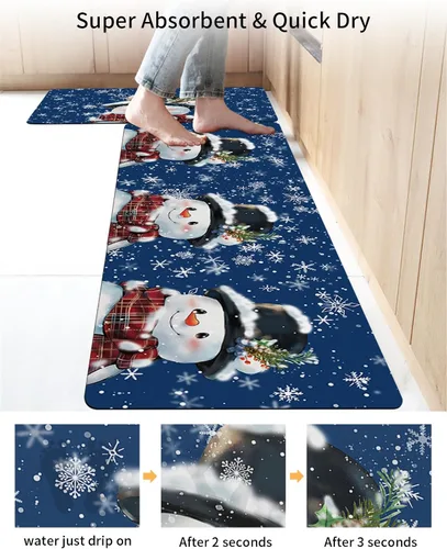 Miniatura 4 de Tapete de baño de Navidad para bañera, antideslizante, de secado rápido y absorbente, tierra de diatomeas, fregadero de cocina, lavable, tapete