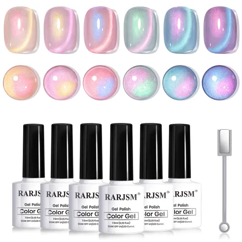 Miniatura 49 de RARJSM Juego de Esmaltes de Gel Nude Colección Jelly Pink de 6 Colores Naturales Transparentes Rosa Translúcido Lechoso Malva Morado Marrón Claro